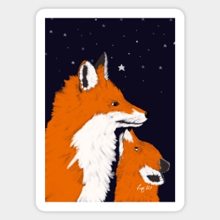 Star gazing foxes Sticker